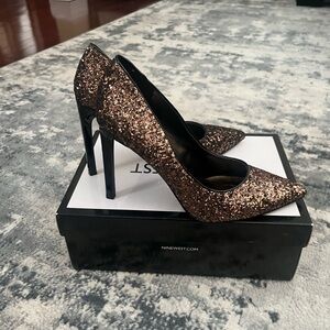 Nine West Sparkling Heels - Bronze Glitter